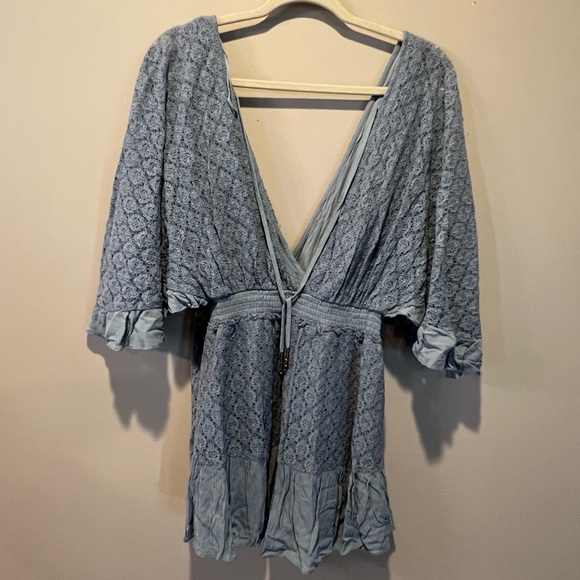 Free People Lace Romper, Blue, Size L - Picture 3 of 5